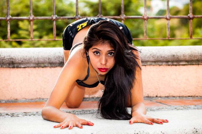 Lucy Zaragoza in Leather Shorts